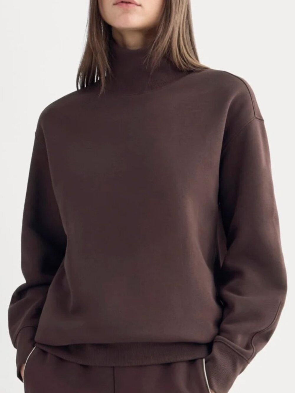 NWT Everlane Luxe Fleece Turtleneck Colour Dark Chocolate Size Small
